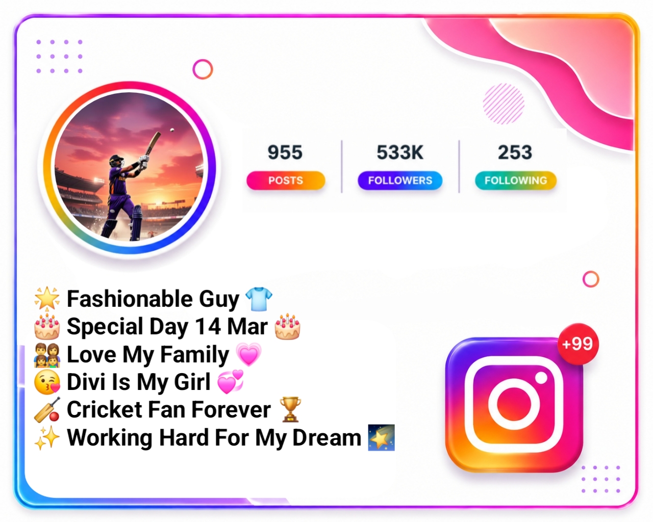 Cricket Bio For Instagram With Emoji
