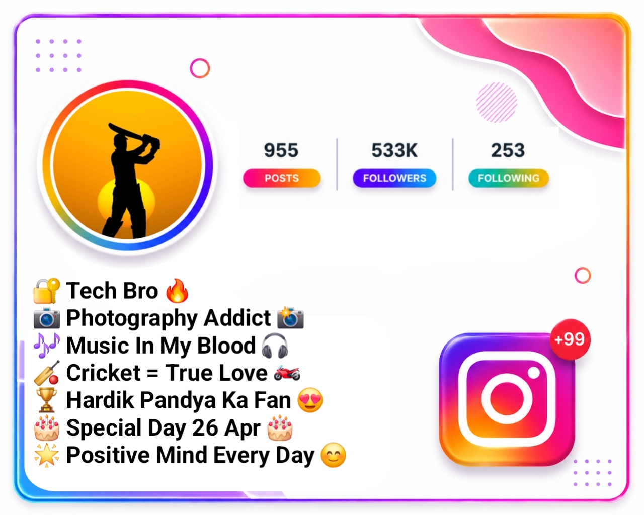Stylish Bio For Cricket Lover