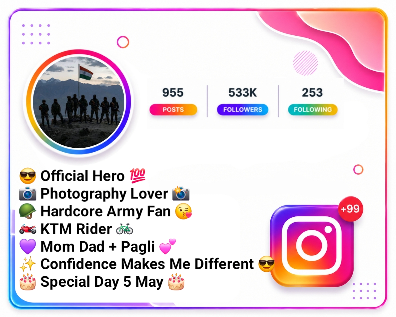 Army Lover Instagram Bio