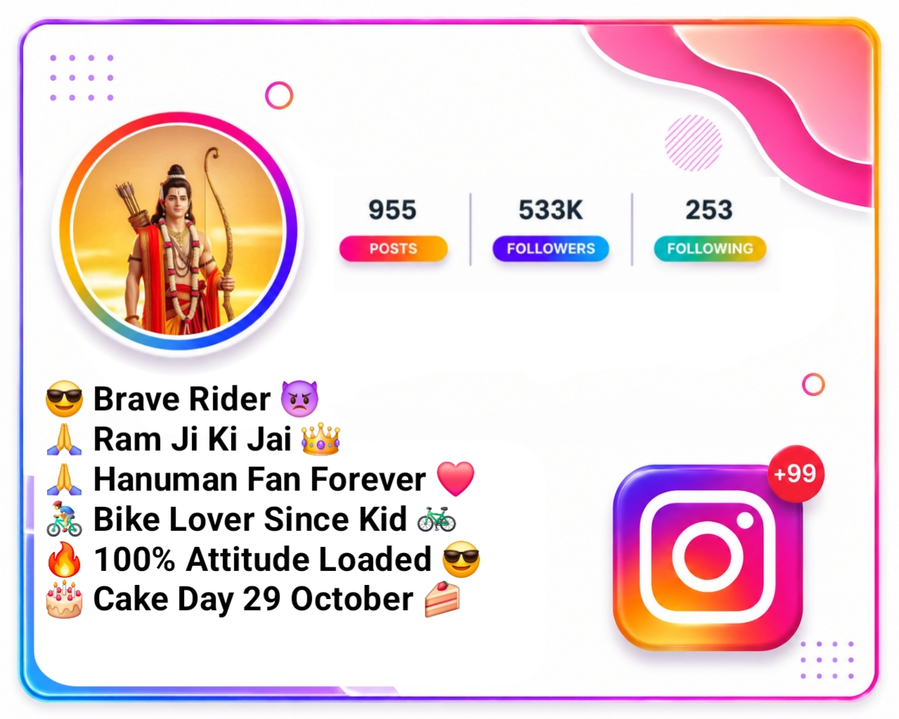 Shree Ram Bio For Instagram