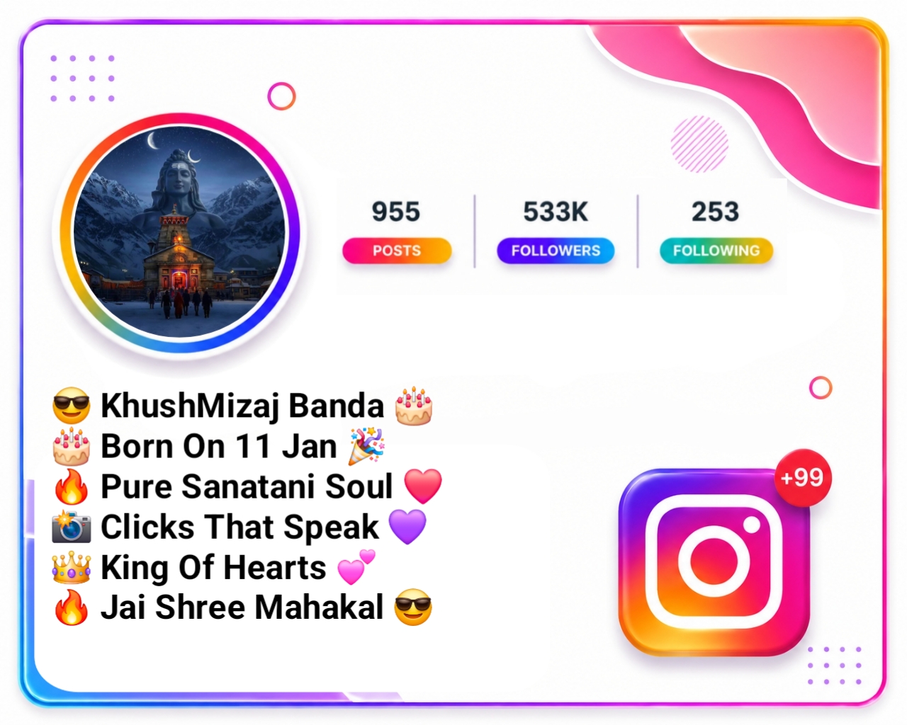 Jai Shree Mahakal Bio For Instagram